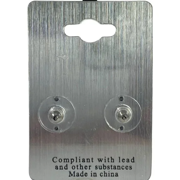 Cubic Zirconia Post Earrings 1/2" Round Diameter - Picture 4 of 4